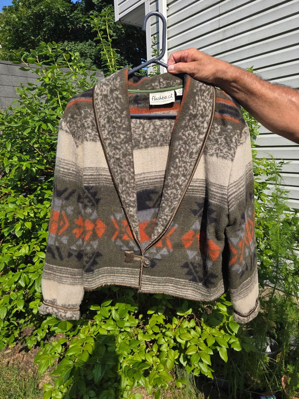 FLASHBACK Vintage Southwestern Aztec Wool Blend Blanket Coat L